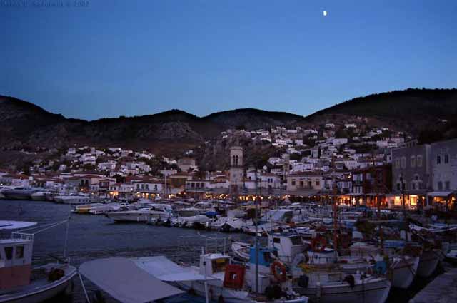 Hydra town after the sunset - 